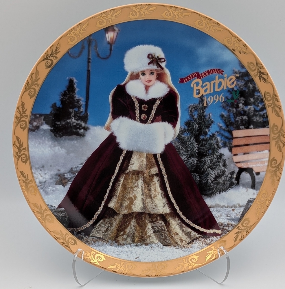 Enesco 1996 Happy Holidays Barbie Numbered Collector Plate #14,258